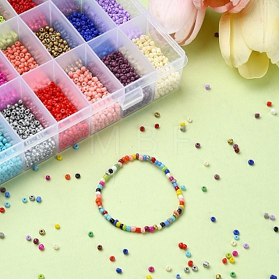 DIY 8/0 Glass Seed Beads Stretch Bracelet Making Kits DIY-YW0001-95-1