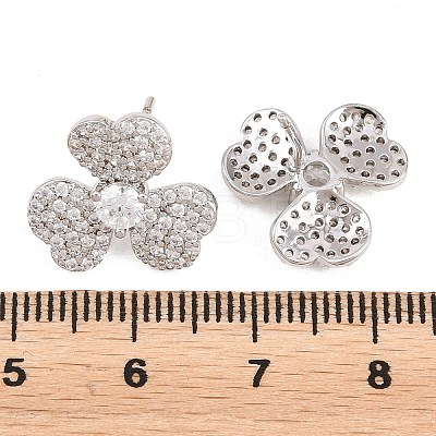 Brass Micro Pave Cubic Zirconia Stud Earrings EJEW-G471-51P-1
