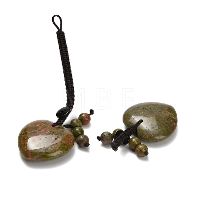 Heart Natural Unakite Pendant Decorations G-K353-07A-1