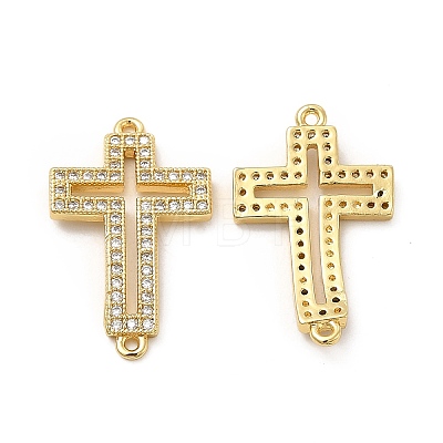 Brass Micro Pave Clear Cubic Zirconia Connector Charms LS-KK-E068-VB326-1