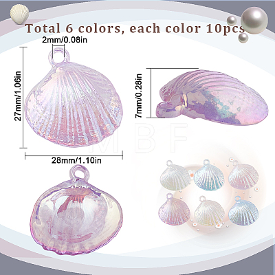 60Pcs 6 Colors UV Plating Opaque Acrylic Pendants PACR-SC0001-01-1