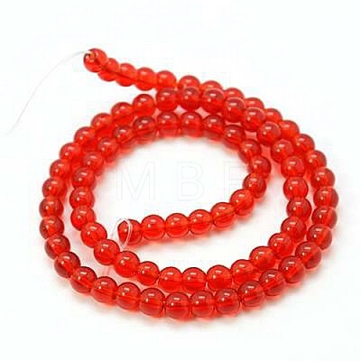 4mm Red Transparent Round Glass Beads Strands Spacer Beads X-GR4mm47Y-1