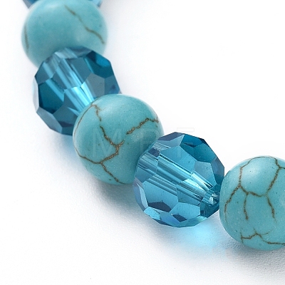 Synthetic Turquoise Beads Stretch Bracelets BJEW-JB05003-1