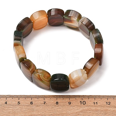 Oval Natural Banded Agate(Dyed & Heated) Beaded Stretch Bracelets for Women Men GG-CBA9ACE-A12-1