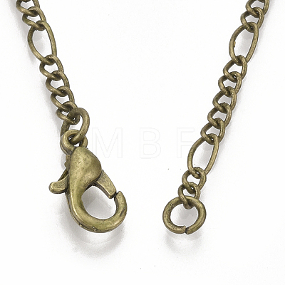Brass Coated Iron Figaro Chain Necklace Making MAK-T006-03AB-1