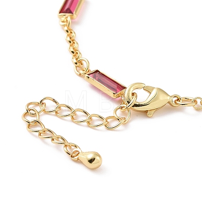 Rectangle Cubic Zirconia Chain Bracelets BJEW-G654-02G-01-1