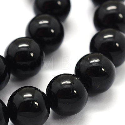 Natural Black Tourmaline Beads Strands G-G763-01-10mm-A-1