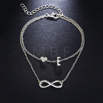 Alloy Infinity Heart Initial Charm Double Layer Anklets for Women FS-WG74AE6-05-1