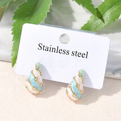 304 Stainless Steel Enamel Stud Earrings EJEW-F353-03G-02-1