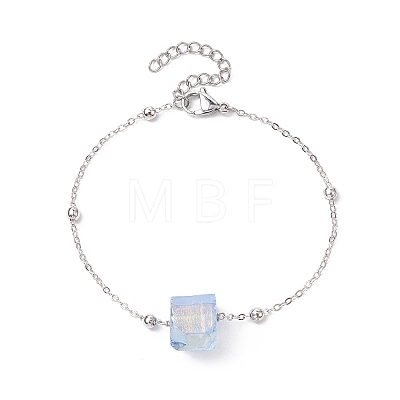 Electroplated Natural Quartz Bead Bracelets BJEW-JB10708-1