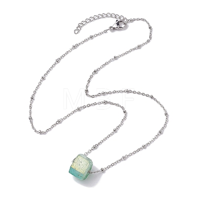 Electroplated Natural Quartz Beads Charm Necklaces NJEW-JN04789-1