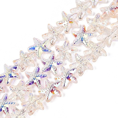 Electroplate Transparent Glass Beads Strands EGLA-Q136-01A-04-1