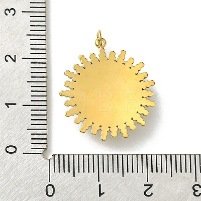Ion Plating(IP) 304 Stainless Steel Pave Faceted Natural White Jade Pendants FIND-Z028-38E-1