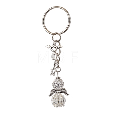 Alloy with Glass Seed Beads Keychain KEYC-MZ00010-1