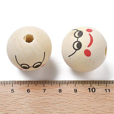 Printed Schima Wood European Beads WOOD-G023-14E-1