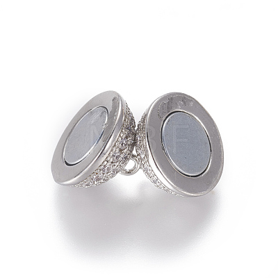 Brass Micro Pave Cubic Zirconia Magnetic Clasps with Loops ZIRC-L082-D-01-P-1
