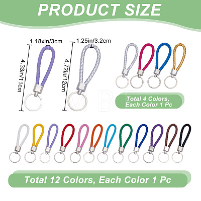 CRASPIRE 16Pcs 16 Style Imitation Leather Keychain KEYC-CP0001-22-1