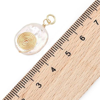 Spiral Copper Wire Wrapped Natural Nucleated Baroque Keshi Pearl Pendants PALLOY-JF05276-03-1