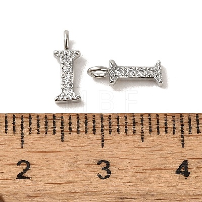 Initial Letter Brass Micro Pave Cubic Zirconia Pendants ZIRC-F008-I-1