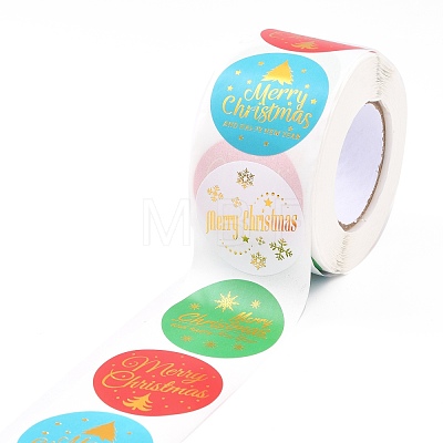 Christmas Themed Flat Round Roll Stickers DIY-B045-17B-1
