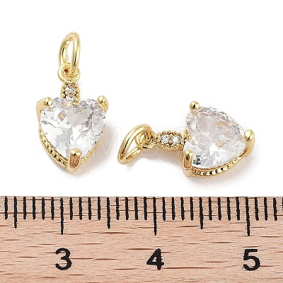 Brass Micro Pave Cubic Zirconia Charms KK-C051-05G-03-1