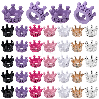 70Pcs 7 Colors Alloy Crown European Beads FIND-SP0005-86-1
