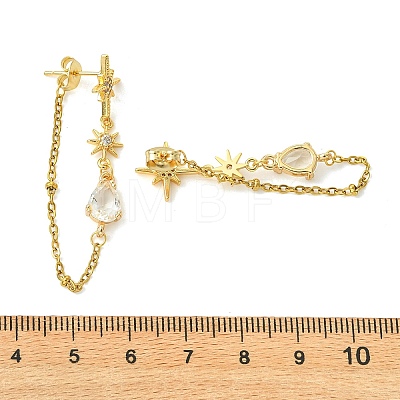 Star Teardrop Brass Micro Pave Cubic Zirconia Stud Earrings EJEW-JE07151-1