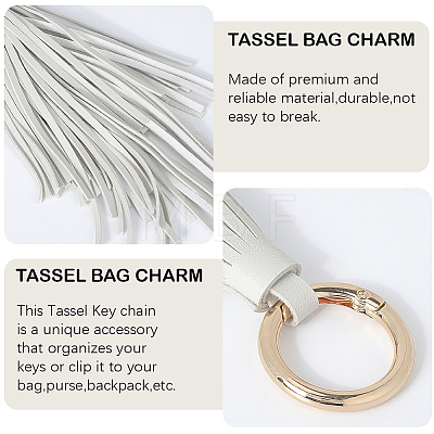 2Pcs PU Leather Tassel Pendant Keychains FIND-CL0002-41C-1