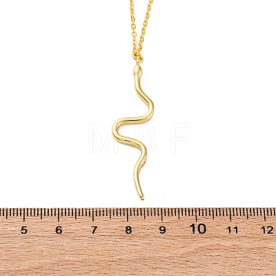 Brass Snake Pendant Cable Chain Necklaces for Women NJEW-S438-01B-G-1