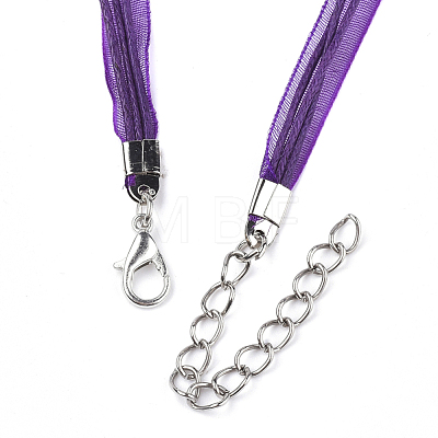 Waxed Cord and Organza Ribbon Necklace Making NCOR-T002-193-1