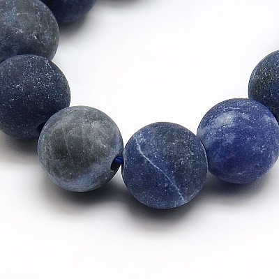 Frosted Natural Sodalite Round Bead Strands G-M064-14mm-01-1