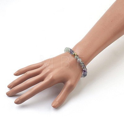 Natural Fluorite Beads Stretch Bracelets BJEW-JB03852-04-1