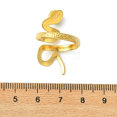 Natural Gemstone Snake 304 Stainless Steel Cuff Open Rings for Women RJEW-JR01068-1