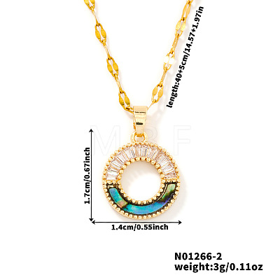 Elegant Fashion Brass Clear Cubic Zirconia Circle Pendant Necklaces for Daily Wear UR9743-2-1