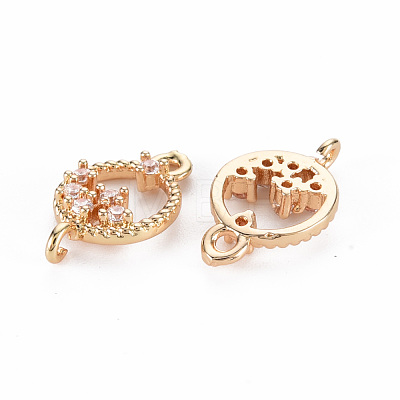 Rack Plating Brass Micro Pave Clear Cubic Zirconia Links Connectors KK-T060-34-RS-1
