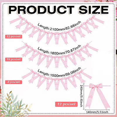 3Pcs 3 Styles Polyester Bowknot Hanging Banner OFST-ME0001-03-1
