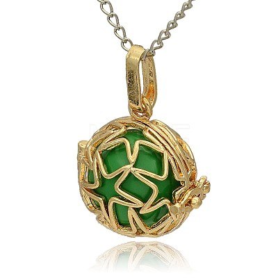 Golden Tone Brass Hollow Round Cage Pendants KK-J231-04G-1