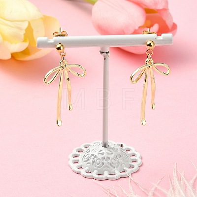 Alloy Bowknot Dangle Stud Earrings EJEW-TA00327-1