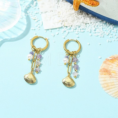 Star 304 Stainless Steel Hoop Earrings EJEW-JE07005-02-1