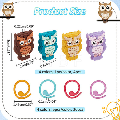  Owl Silicone Knitting Needle Stoppers DIY-NB0010-75-1