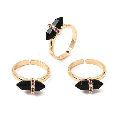 Natural Black Agate Cuff Rings GG-CBA0B5A-03G-05-1