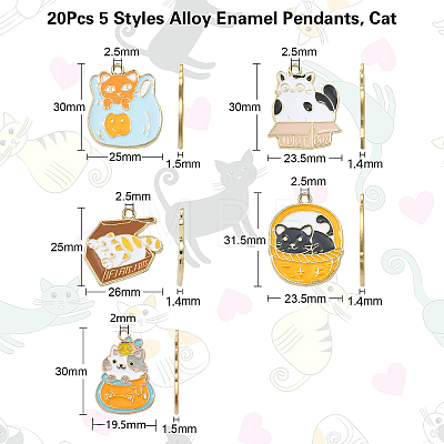 20Pcs 5 Styles Alloy Enamel Pendants ENAM-CJ0005-02-1