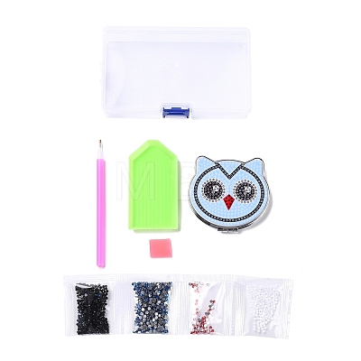 DIY Owl Special Shaped Diamond Painting Mini Makeup Mirror Kits DIY-P048-01-1