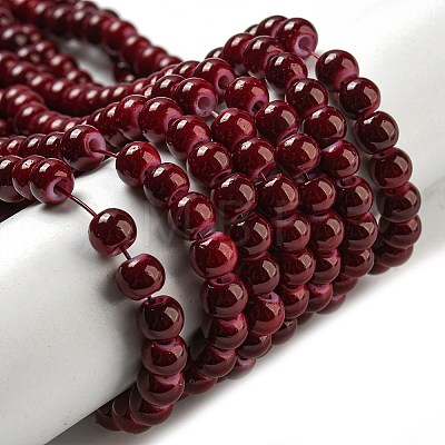 Painted Glass Bead Strands DGLA-S071-6mm-B30-1