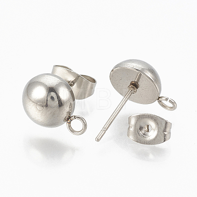 201 Stainless Steel Stud Earring Findings X-STAS-Q225-16A-6mm-1