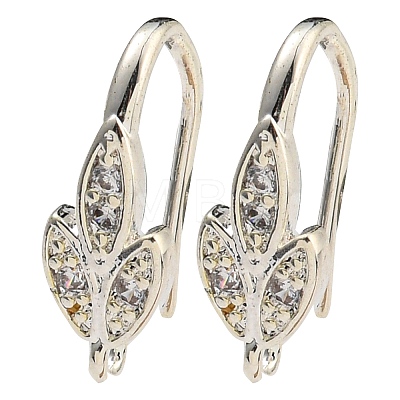 Brass Micro Pave Clear Cubic Zirconia Earring Hooks KK-R149-19S-1