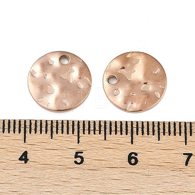 304 Stainless Steel Textured Disc Charms STAS-Q336-11C-RG-1