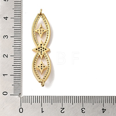 Rack Plating Brass Micro Pave Clear Cubic Zirconia Connector Charms KK-K377-87G-1