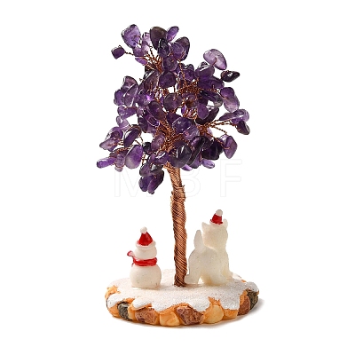 Christmas Natural Amethyst Chips Tree Decorations DJEW-K028-01B-1