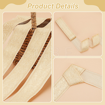 Polyester Jacquard Flower Ribbons SRIB-WH0011-167C-1